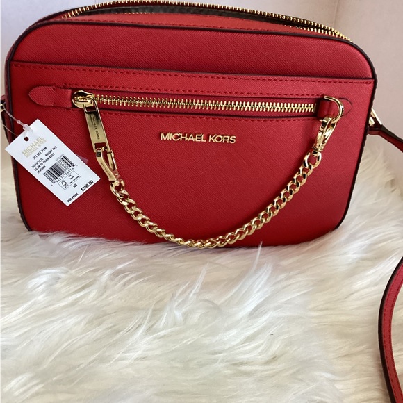 Michael Kors Bright Red Crossbody Leather NWT - Picture 1 of 7
